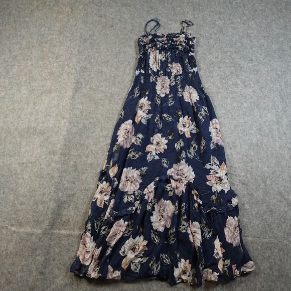 Rebecca Taylor Dress Womens Extra Small Magnolia Silk Blend Floral Midi Navy - Picture 3 of 12